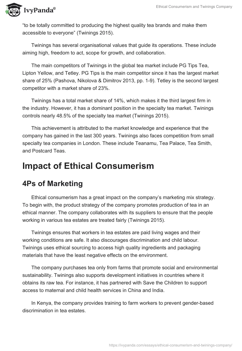 Ethical Consumerism and Twinings Company. Page 2