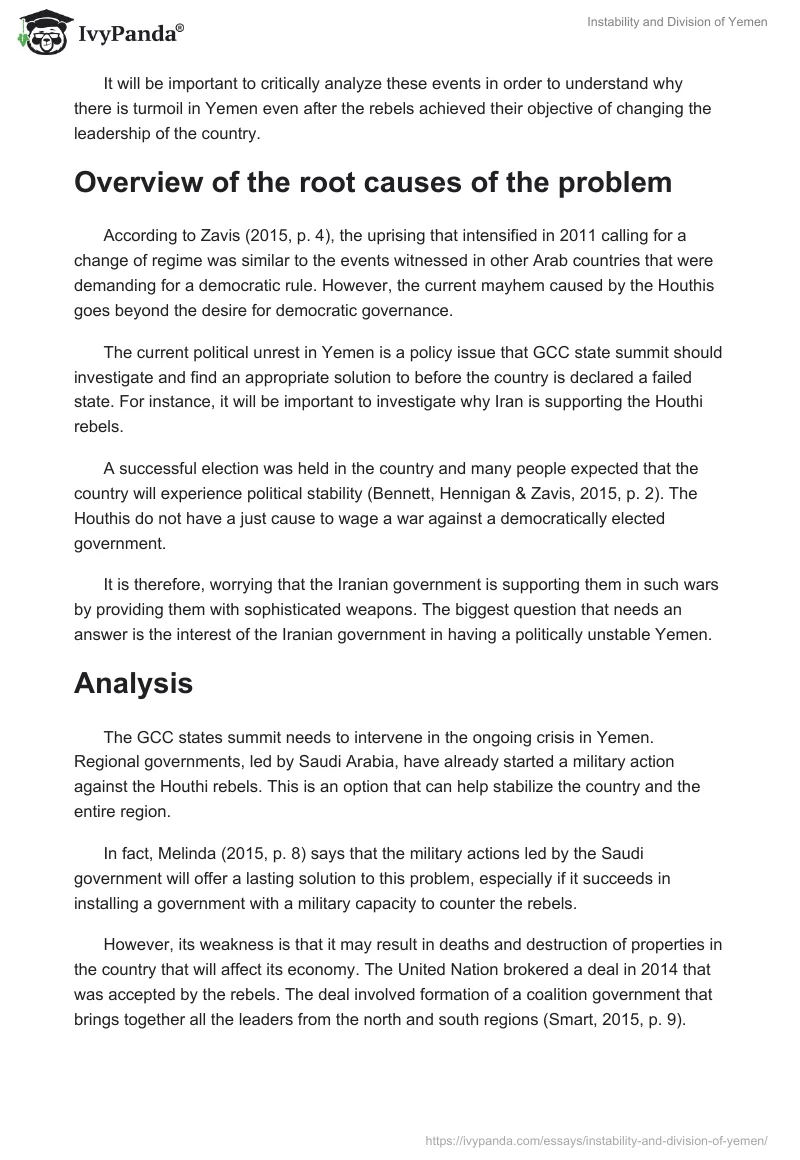 Instability and Division of Yemen. Page 3