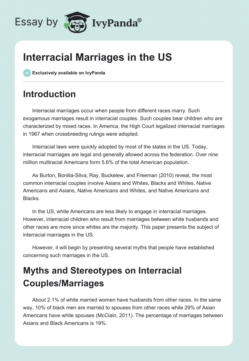Interracial Marriages in the US. Page 1