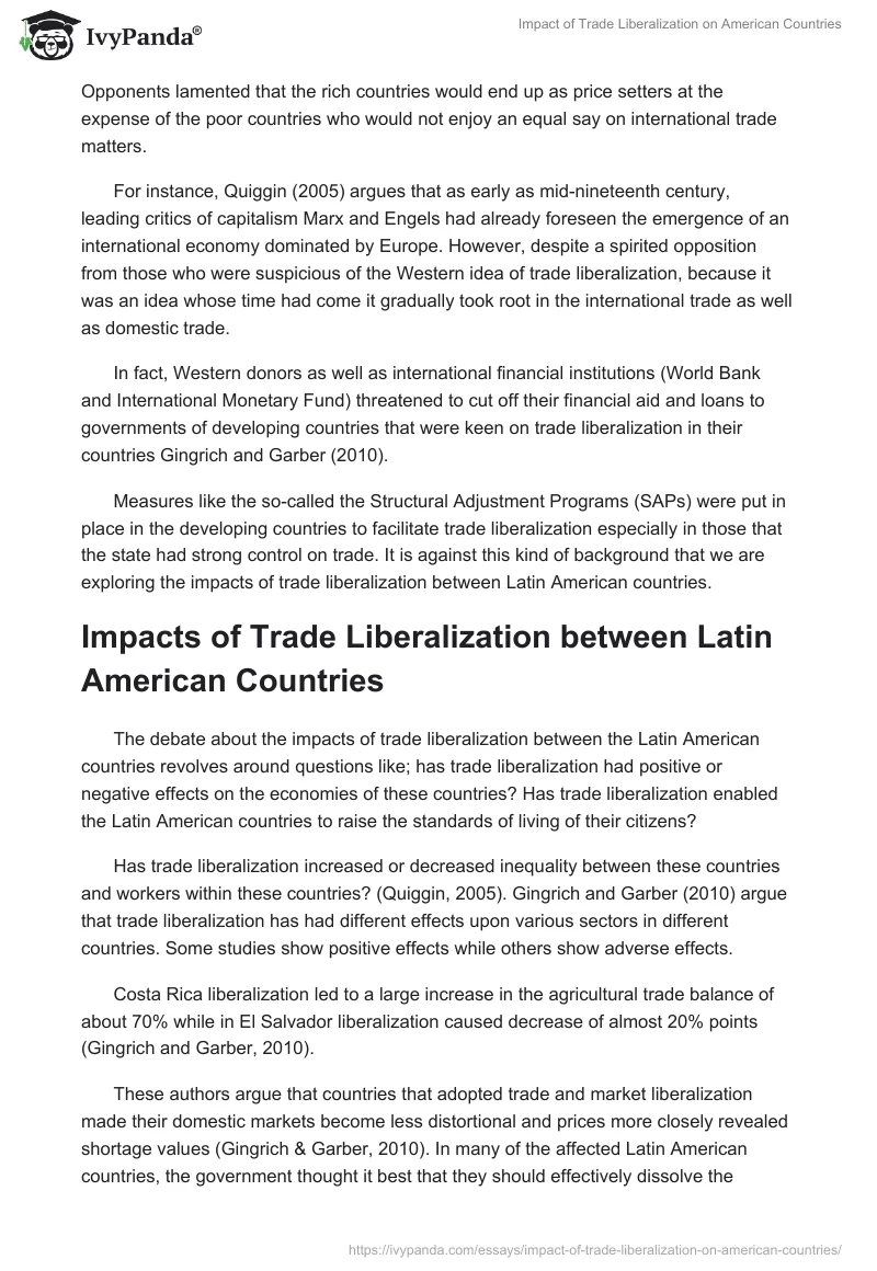 Impact of Trade Liberalization on American Countries. Page 3