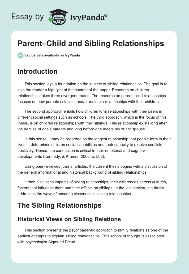 Parent–Child and Sibling Relationships. Page 1