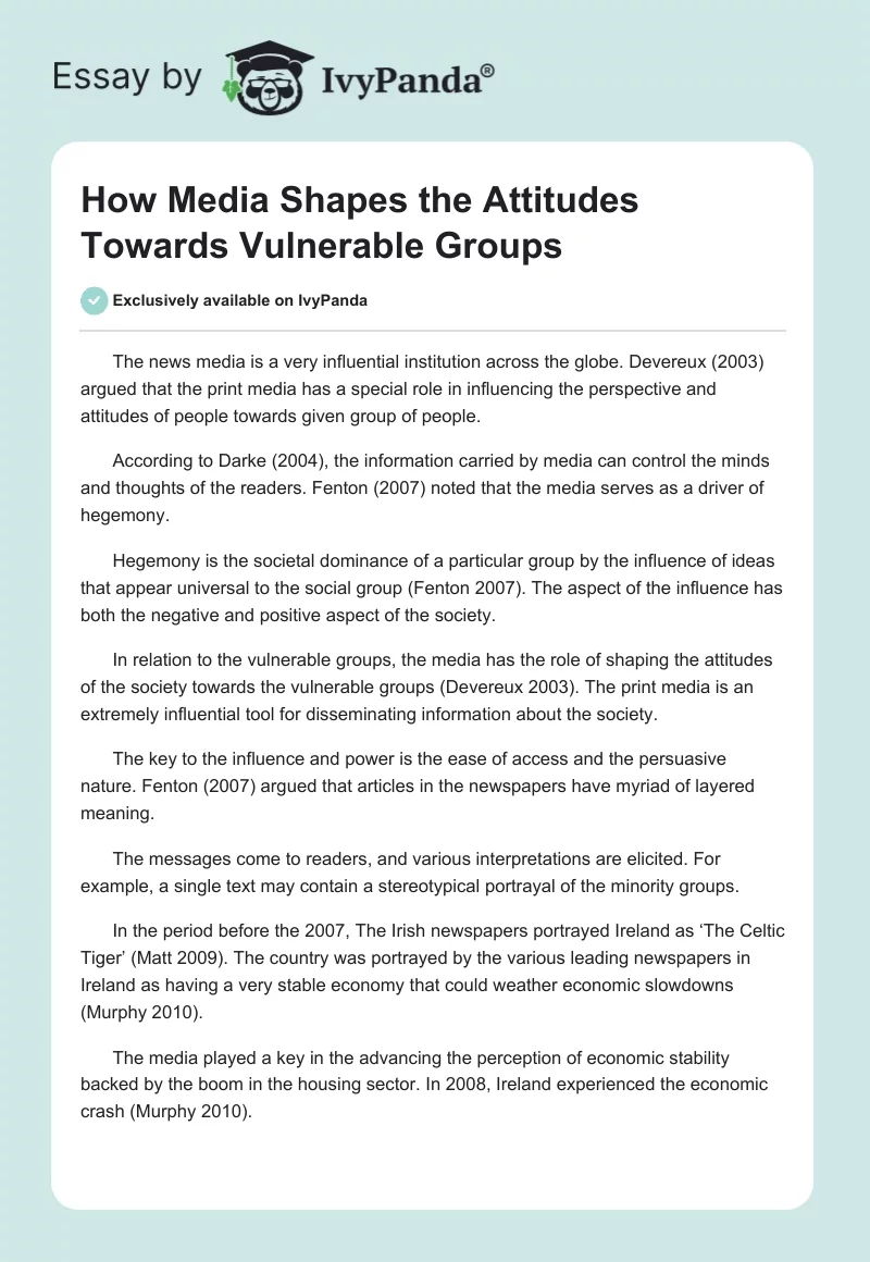 How Media Shapes the Attitudes Towards Vulnerable Groups. Page 1