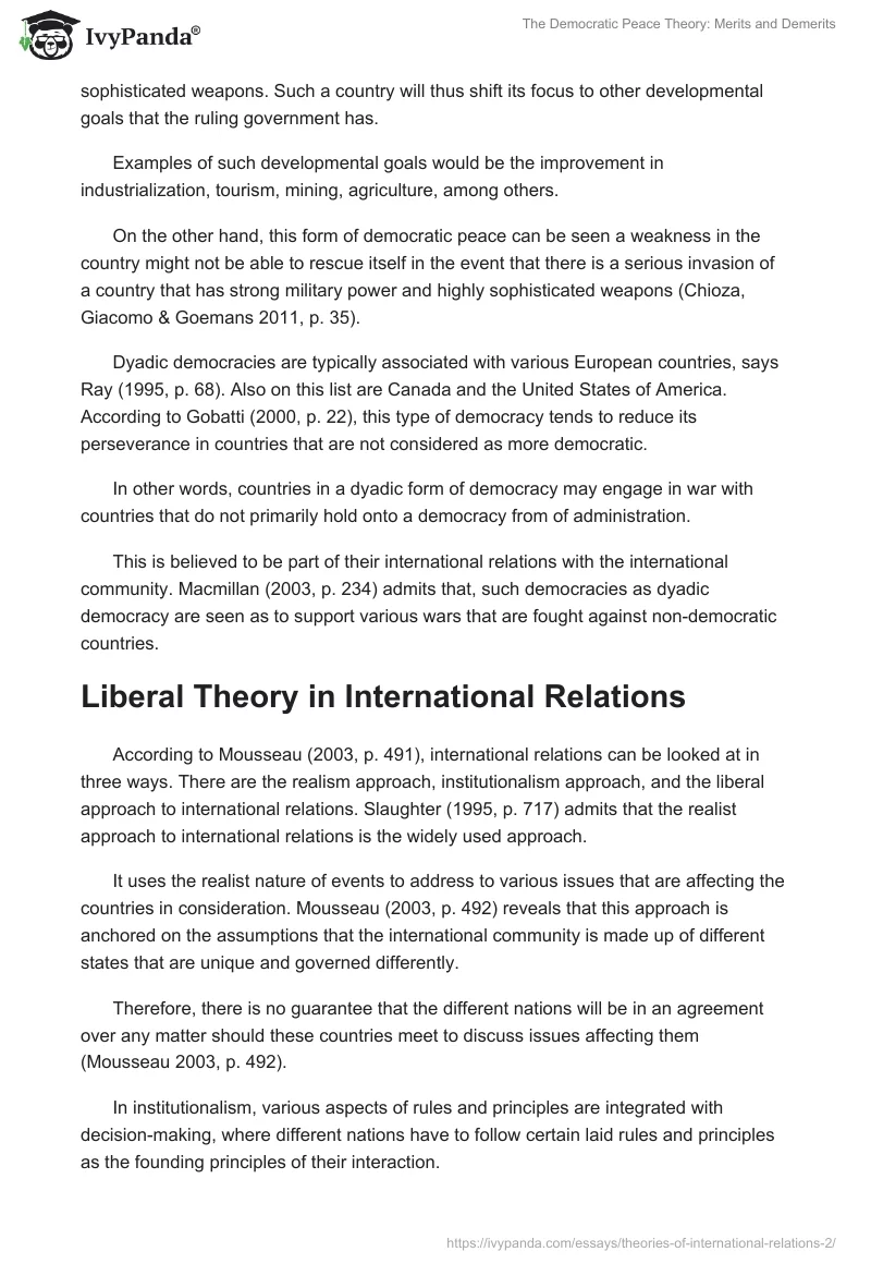 The Democratic Peace Theory: Merits and Demerits. Page 3