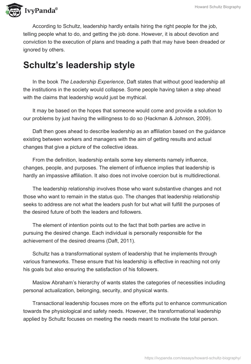 Howard Schultz Biography. Page 3