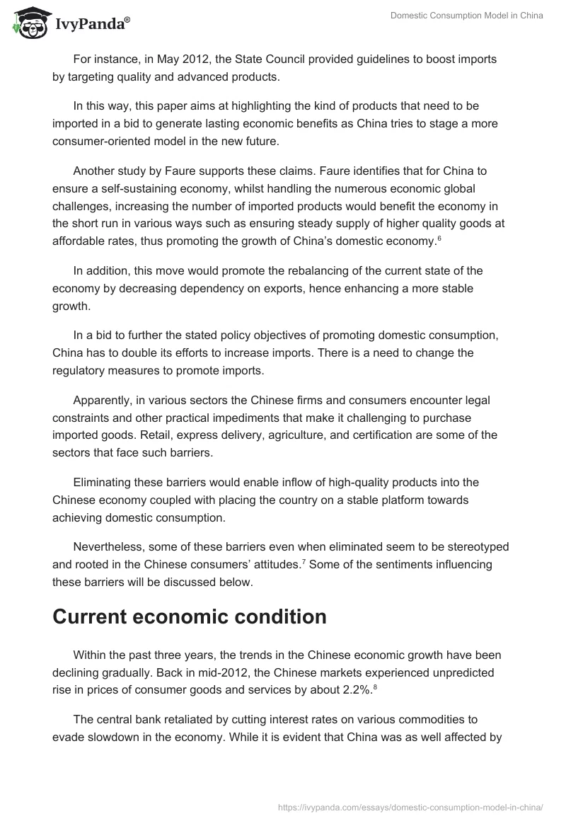 Domestic Consumption Model in China. Page 4