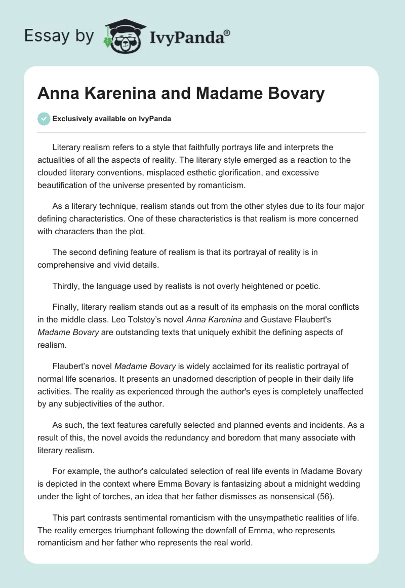 Anna Karenina and Madame Bovary. Page 1