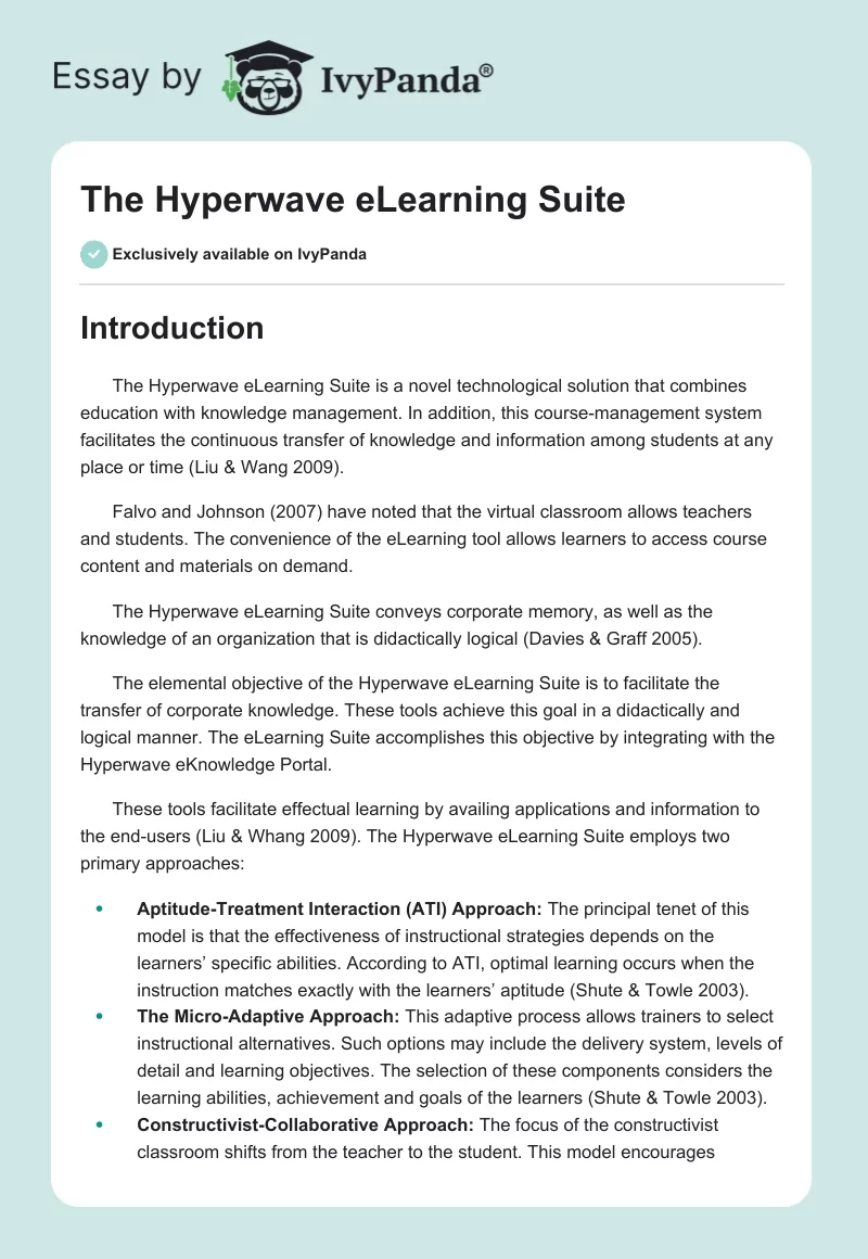 The Hyperwave eLearning Suite. Page 1