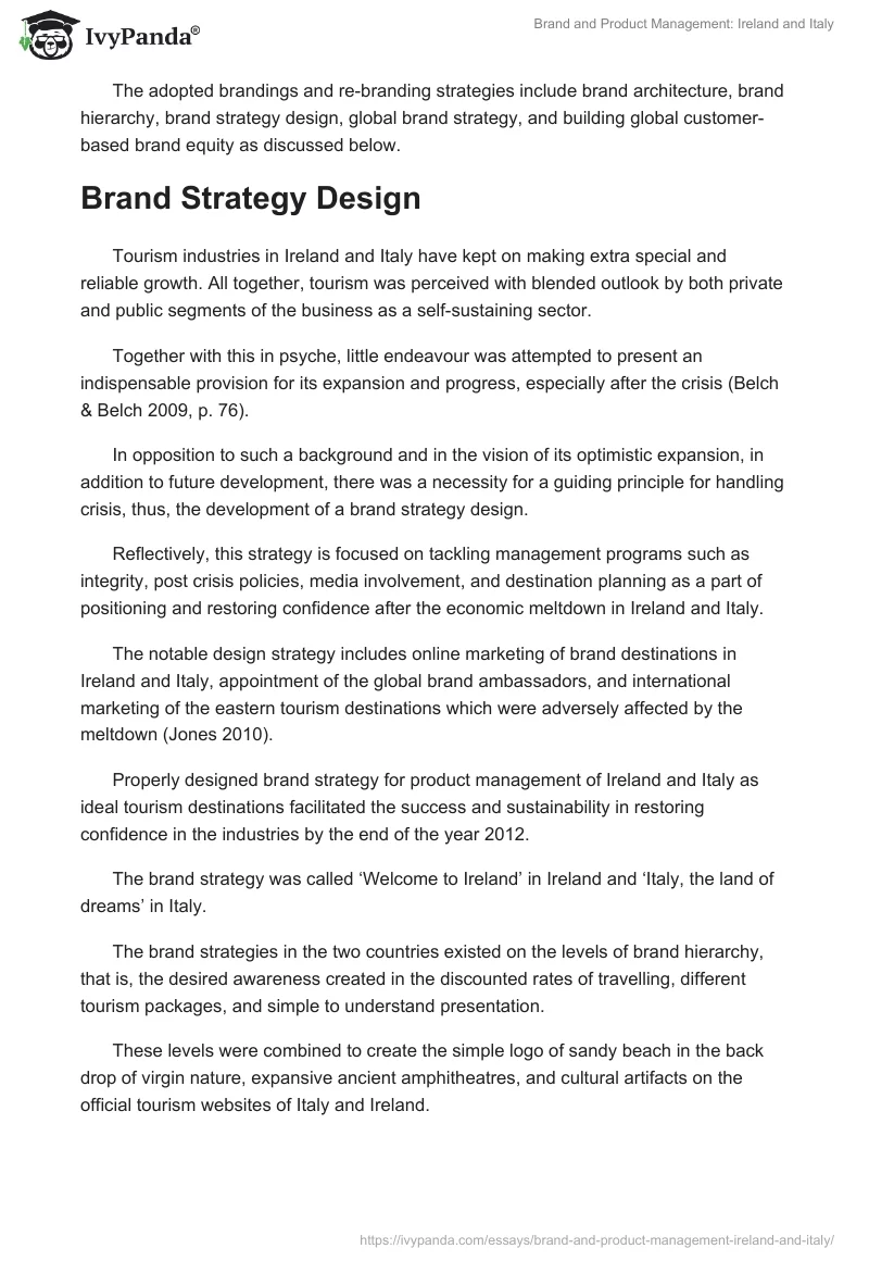 Brand and Product Management: Ireland and Italy. Page 2