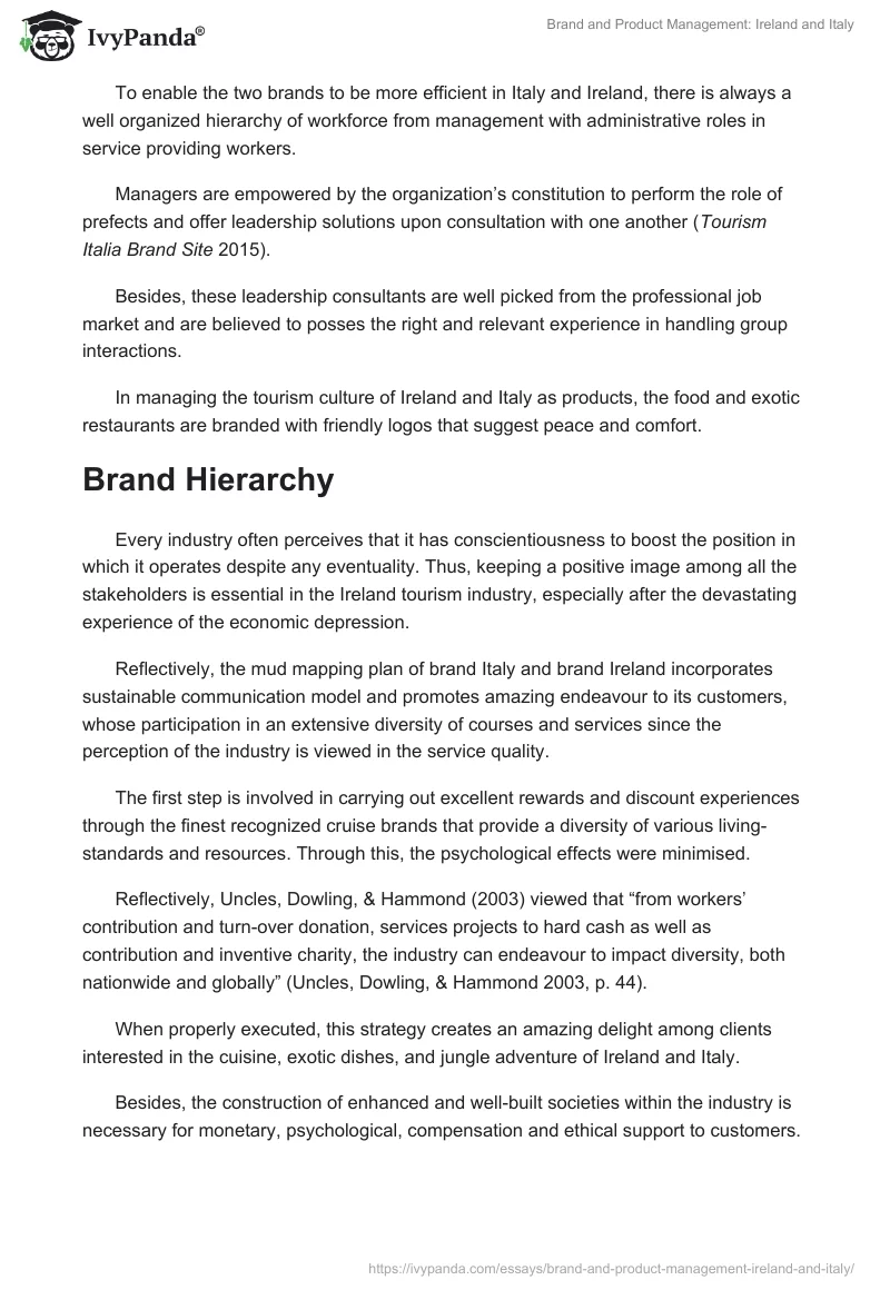 Brand and Product Management: Ireland and Italy. Page 4