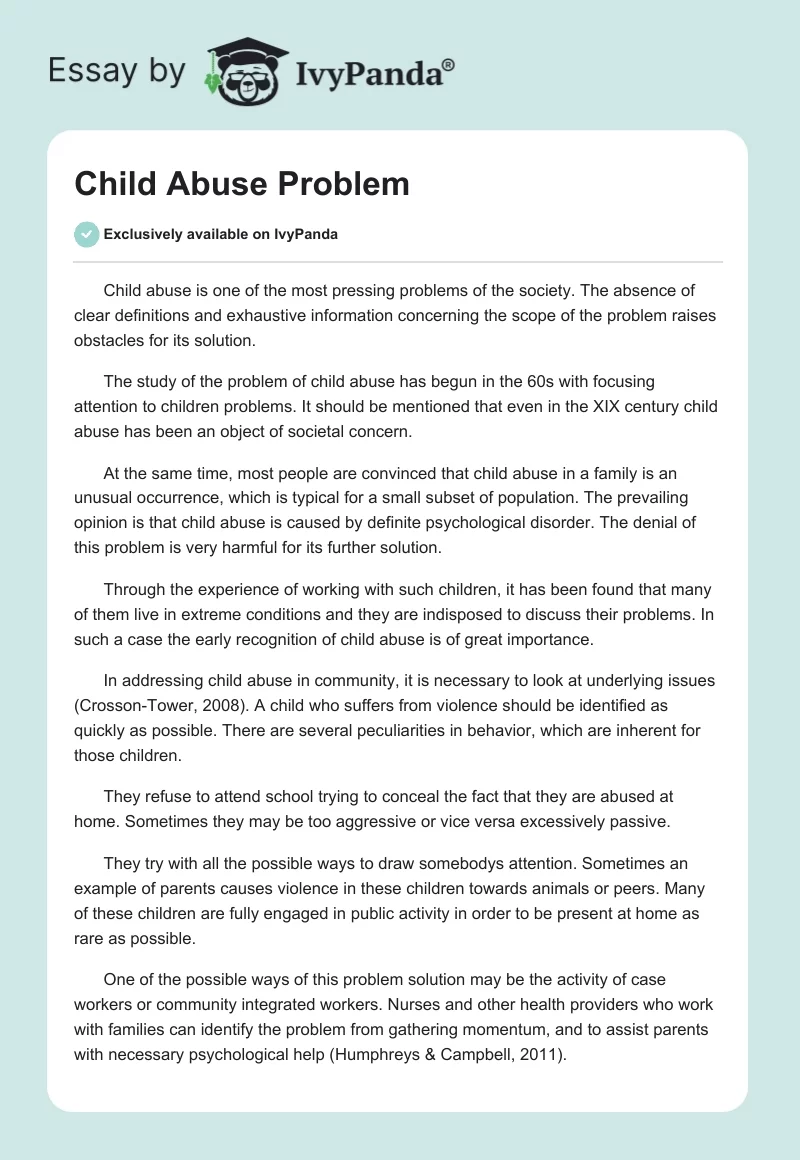 Child Abuse Problem. Page 1