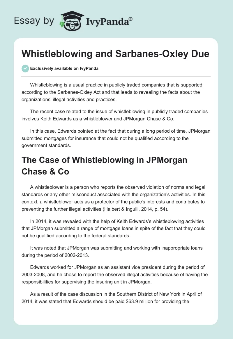 research paper on whistleblowing