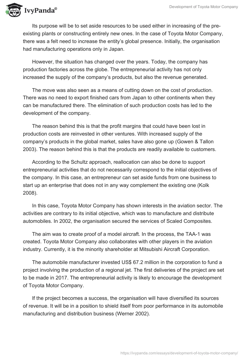 Development of Toyota Motor Company. Page 5