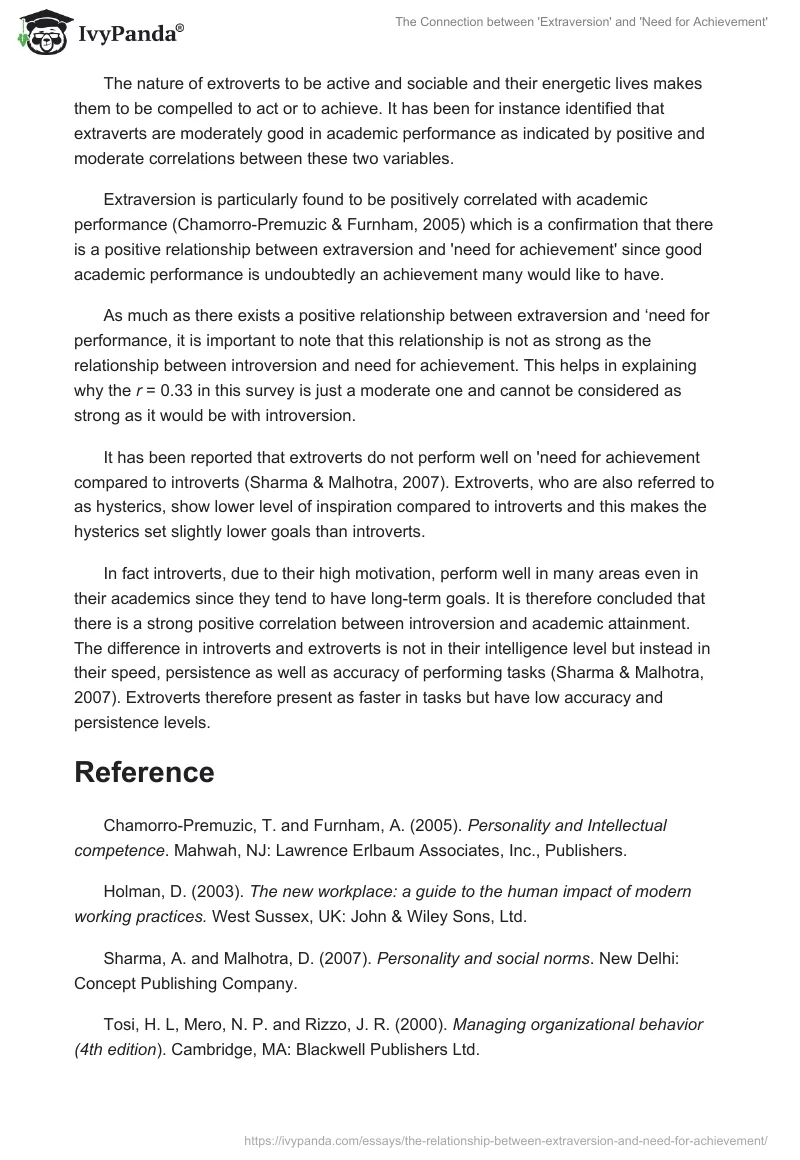 The Connection between 'Extraversion' and 'Need for Achievement'. Page 2