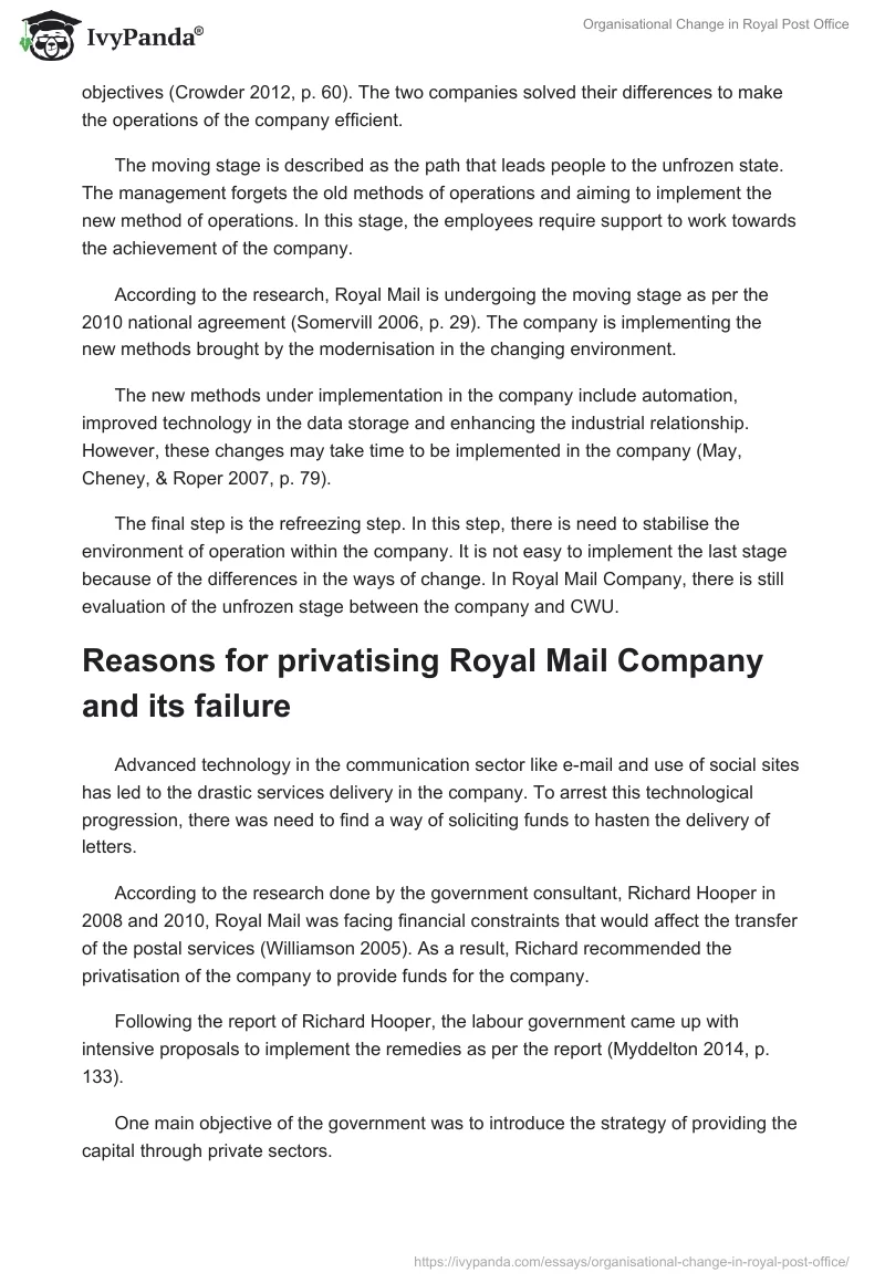 Organisational Change in Royal Post Office. Page 3