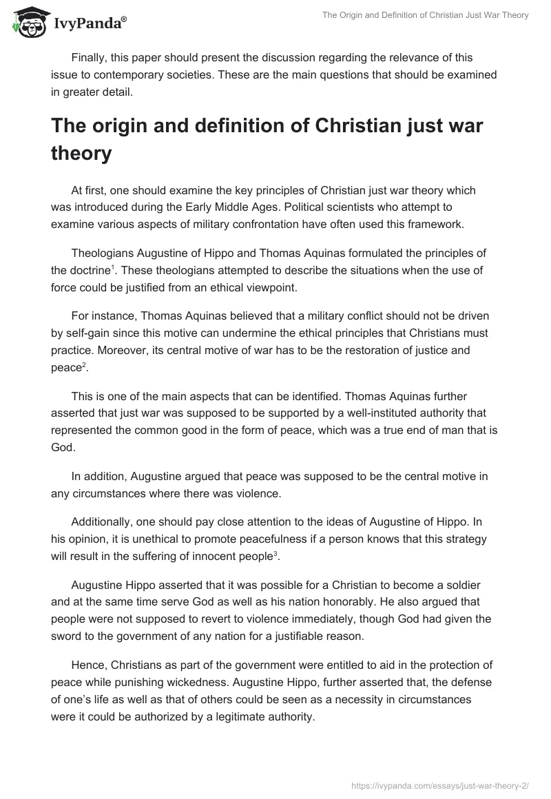 The Origin and Definition of Christian Just War Theory. Page 2