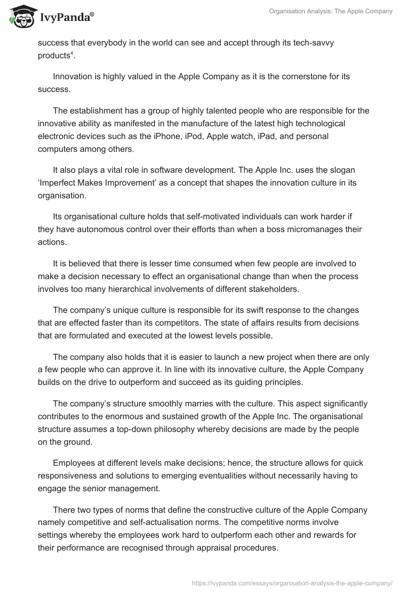 Organisation Analysis: The Apple Company. Page 3