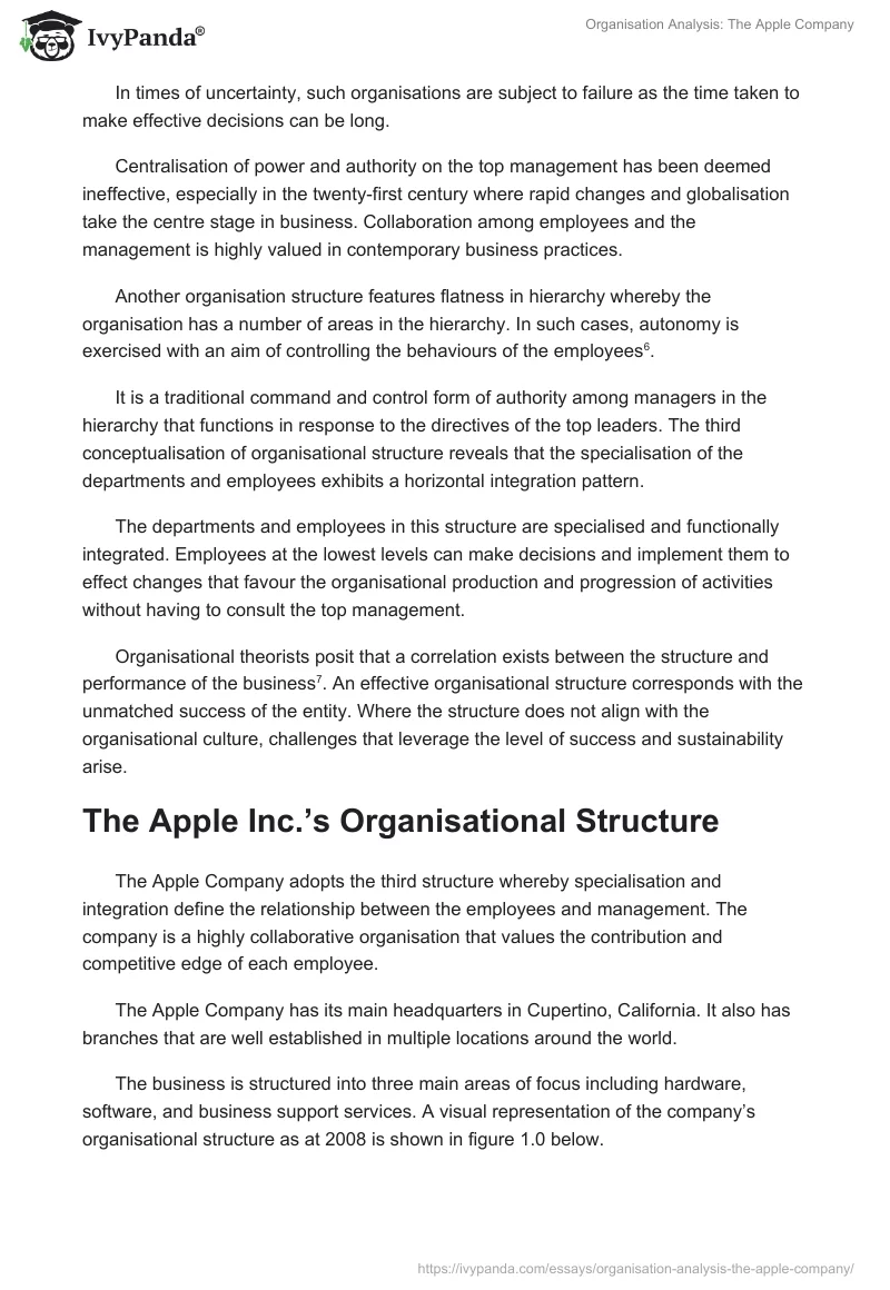 Organisation Analysis: The Apple Company. Page 5