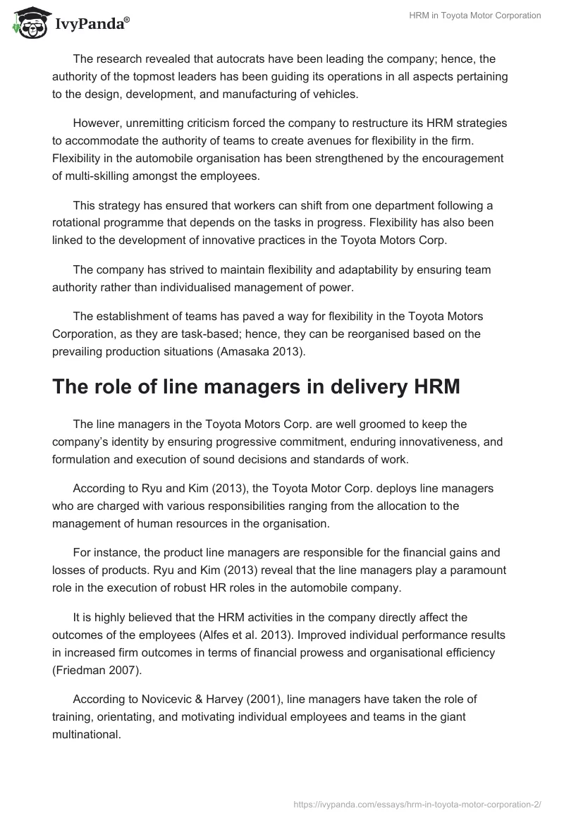 Human Resource Management Structure of Toyota. Page 4