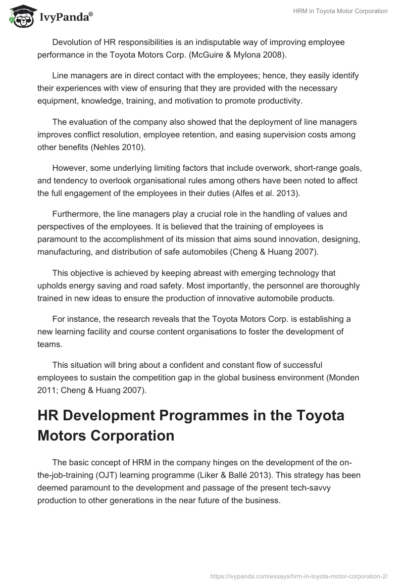 Human Resource Management Structure of Toyota. Page 5