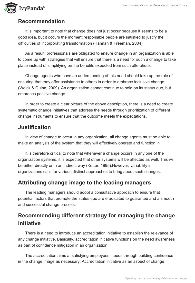Recommendations on Reversing Change Errors. Page 2