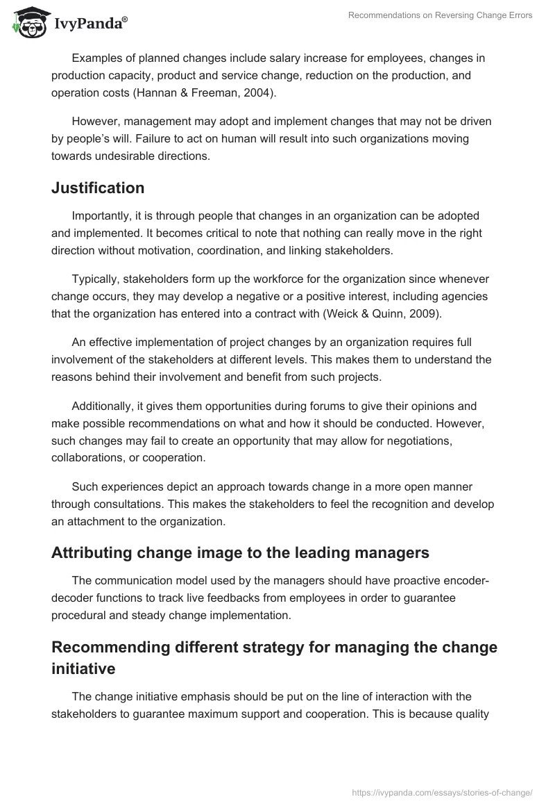 Recommendations on Reversing Change Errors. Page 4