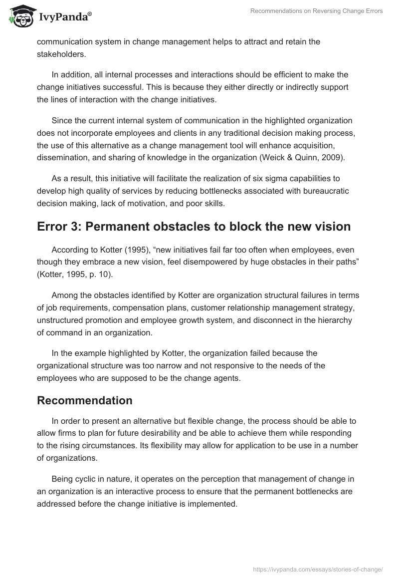 Recommendations on Reversing Change Errors. Page 5