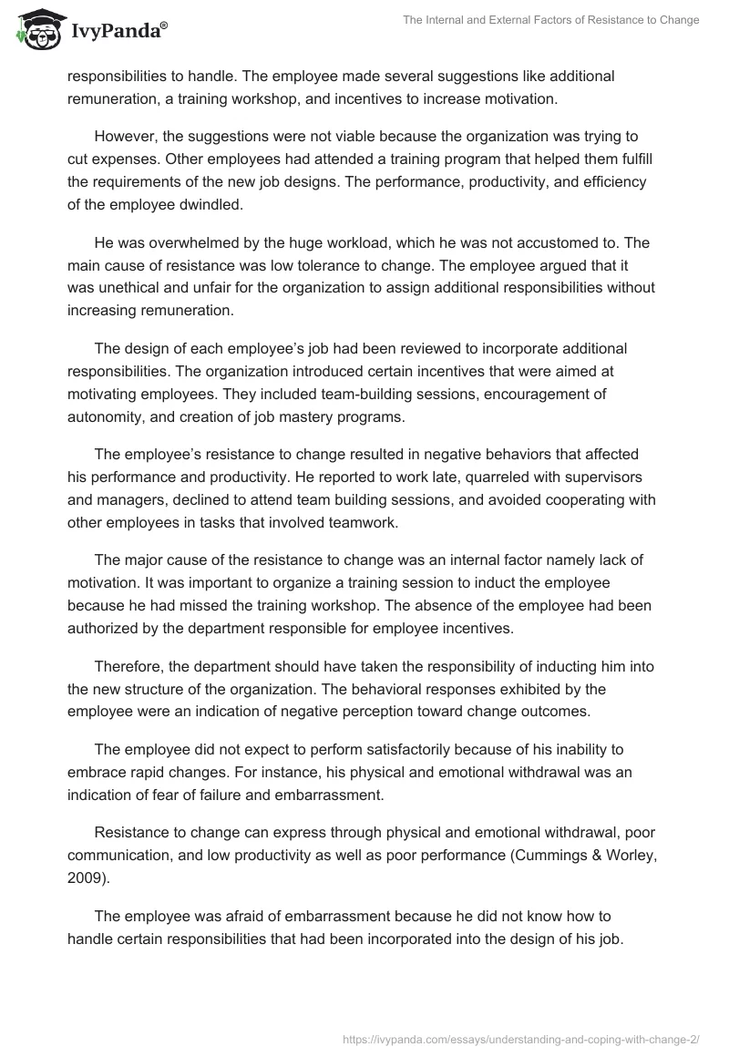 The Internal and External Factors of Resistance to Change. Page 3