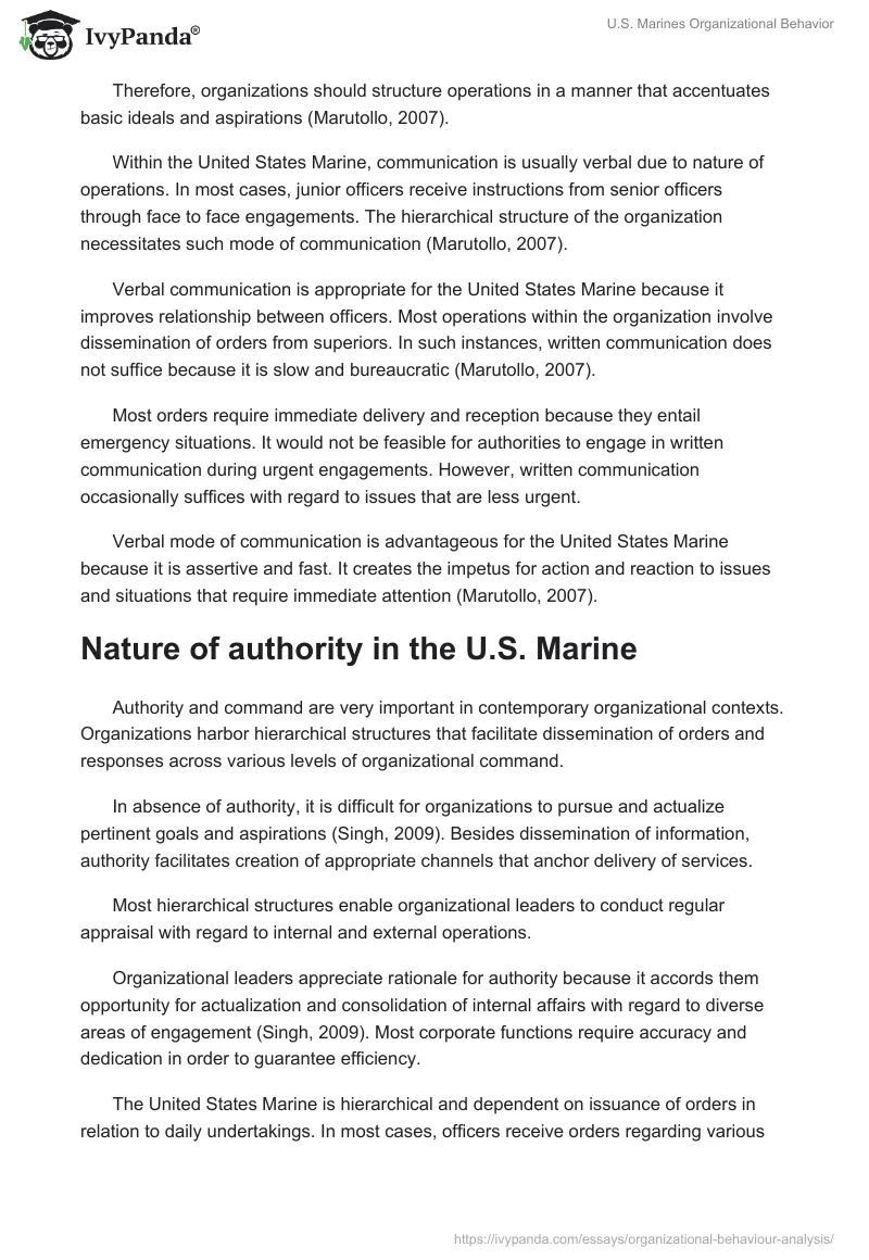 U.S. Marines Organizational Behavior. Page 5