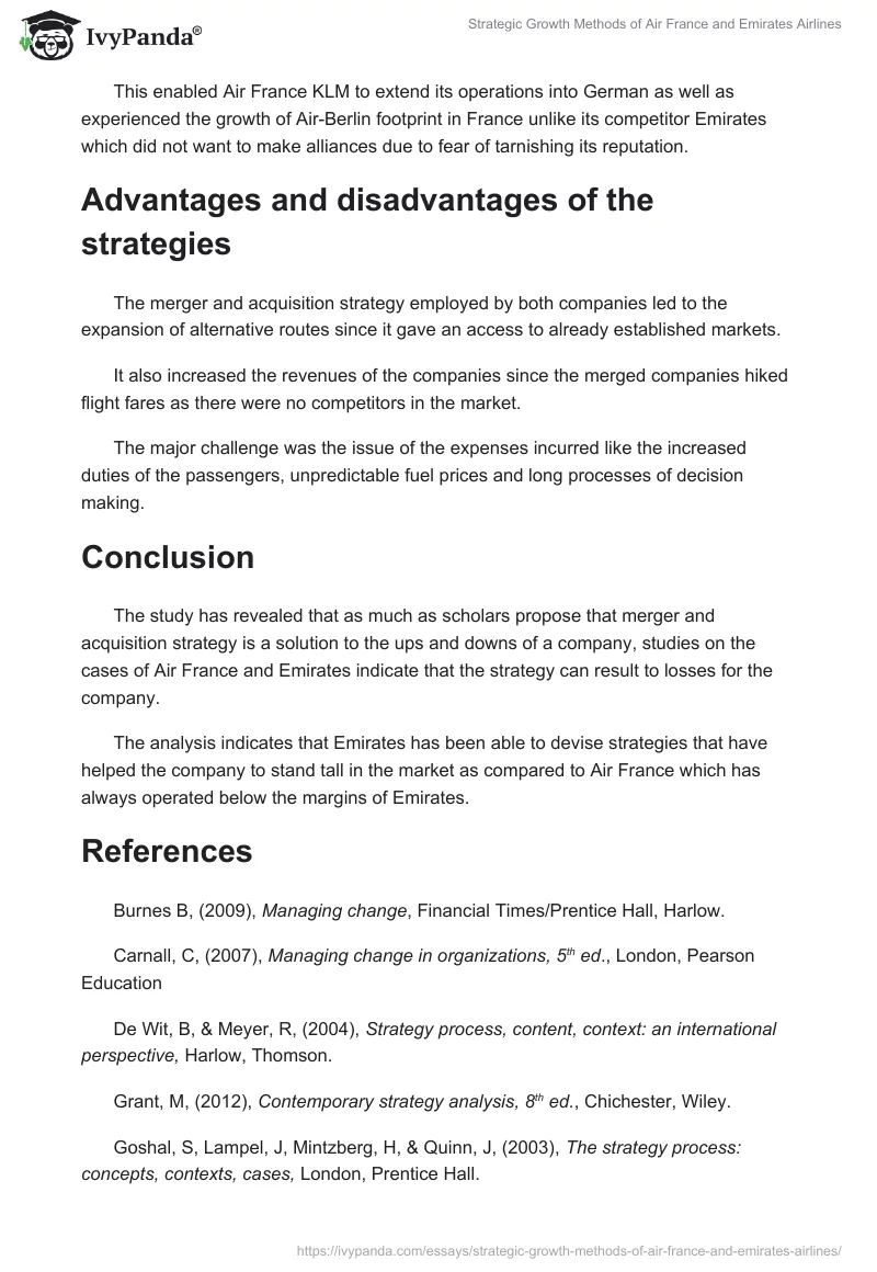 Strategic Growth Methods of Air France and Emirates Airlines. Page 4