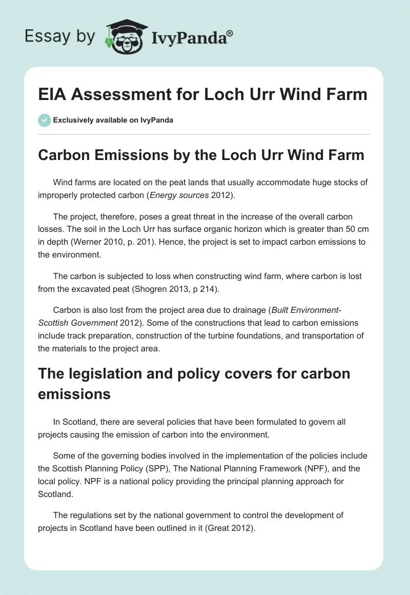 EIA Assessment for Loch Urr Wind Farm. Page 1