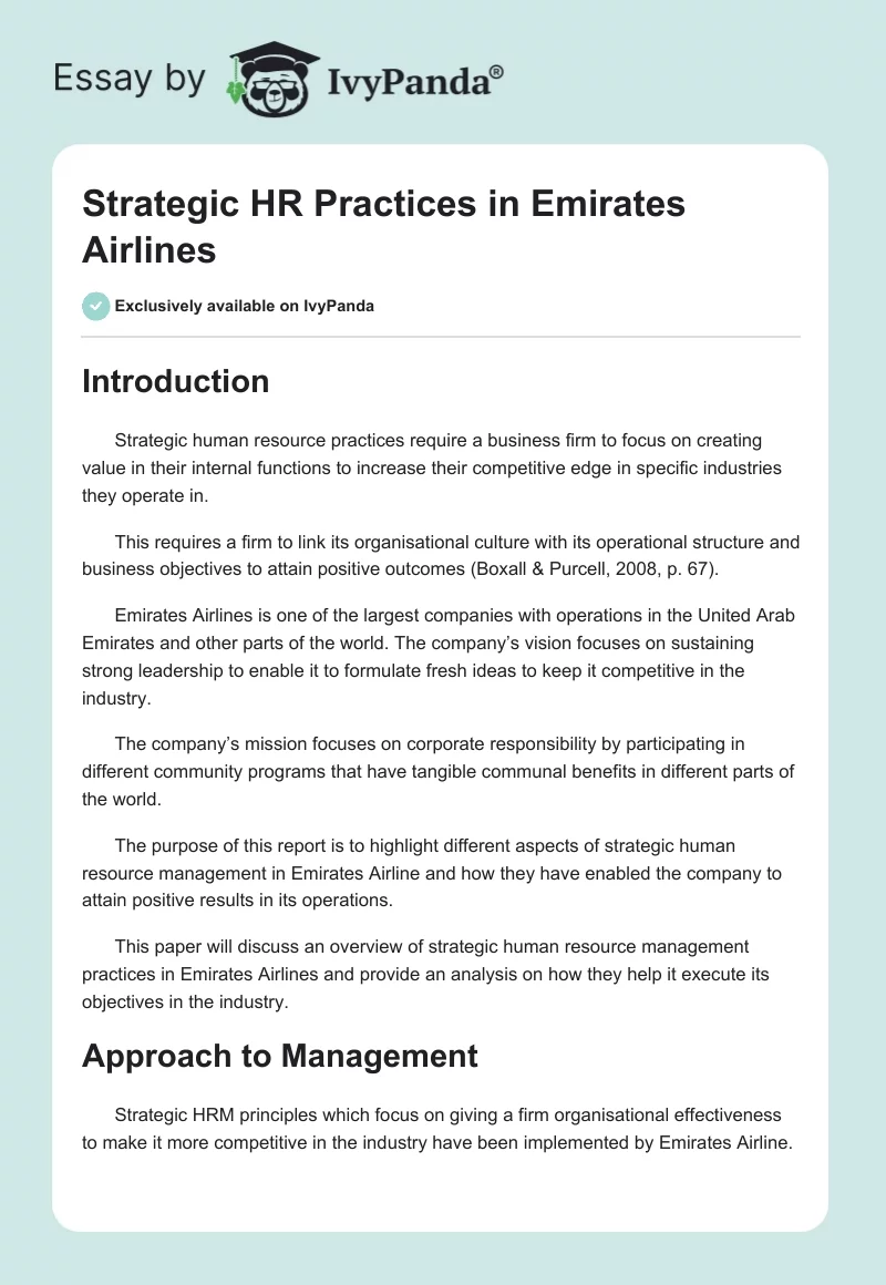 Strategic HR Practices in Emirates Airlines. Page 1