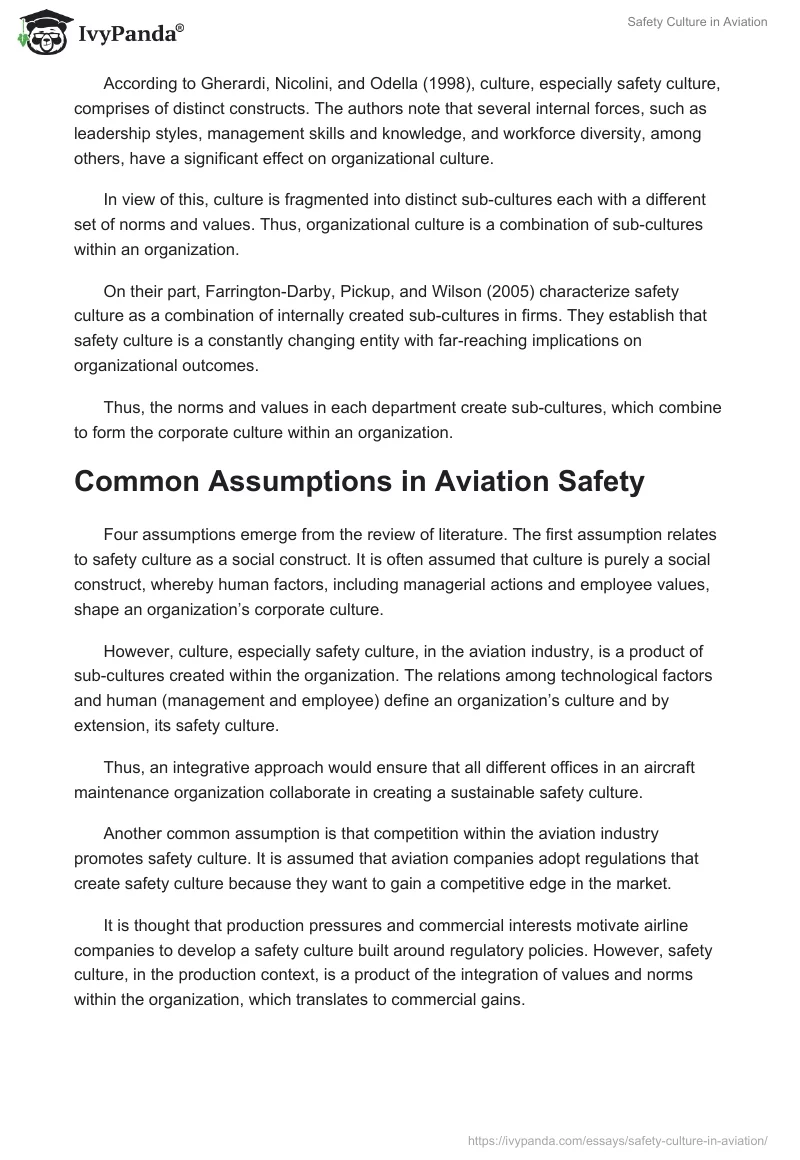 Safety Culture in Aviation. Page 4