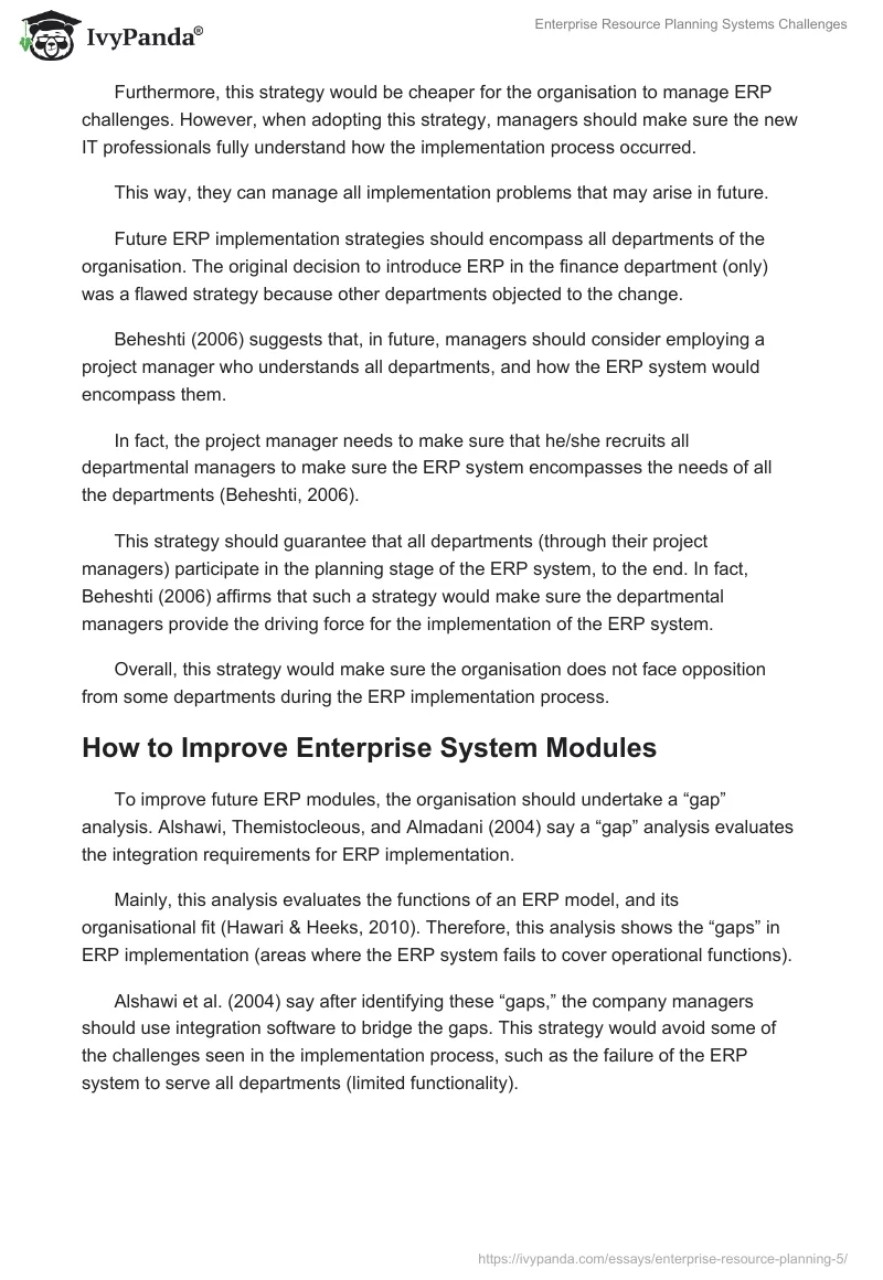 Enterprise Resource Planning Systems Challenges. Page 2