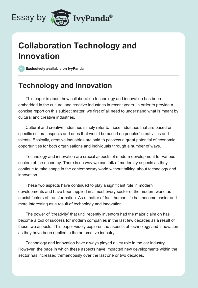 Collaboration Technology and Innovation. Page 1