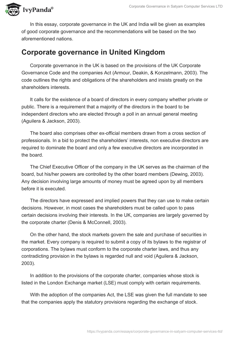 Corporate Governance in Satyam Computer Services LTD. Page 3