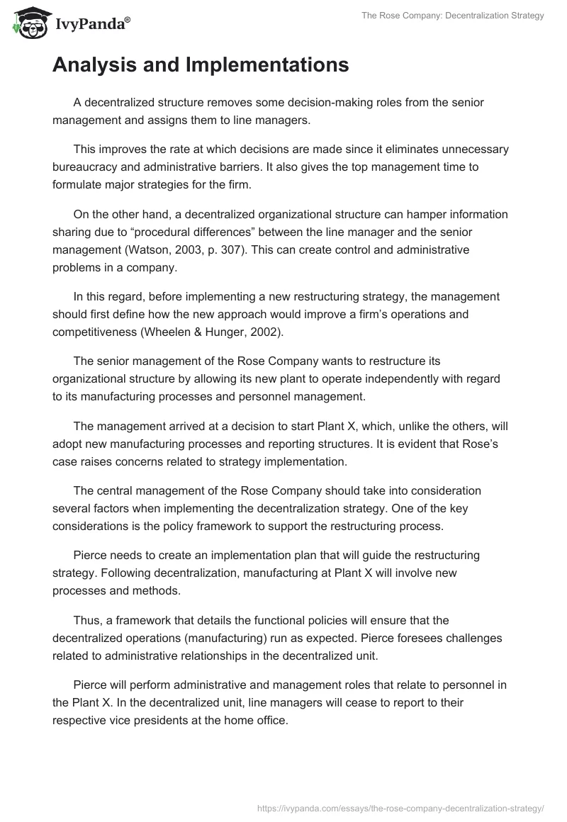 The Rose Company: Decentralization Strategy. Page 3