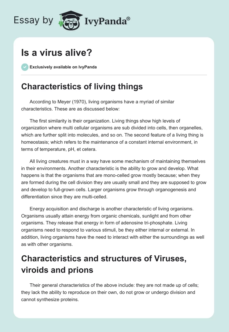 Is a virus alive?. Page 1