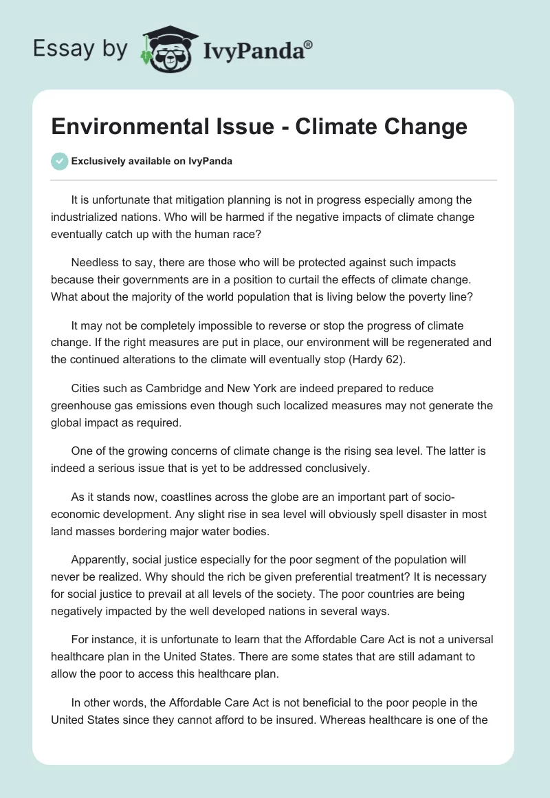 Environmental Issue - Climate Change. Page 1