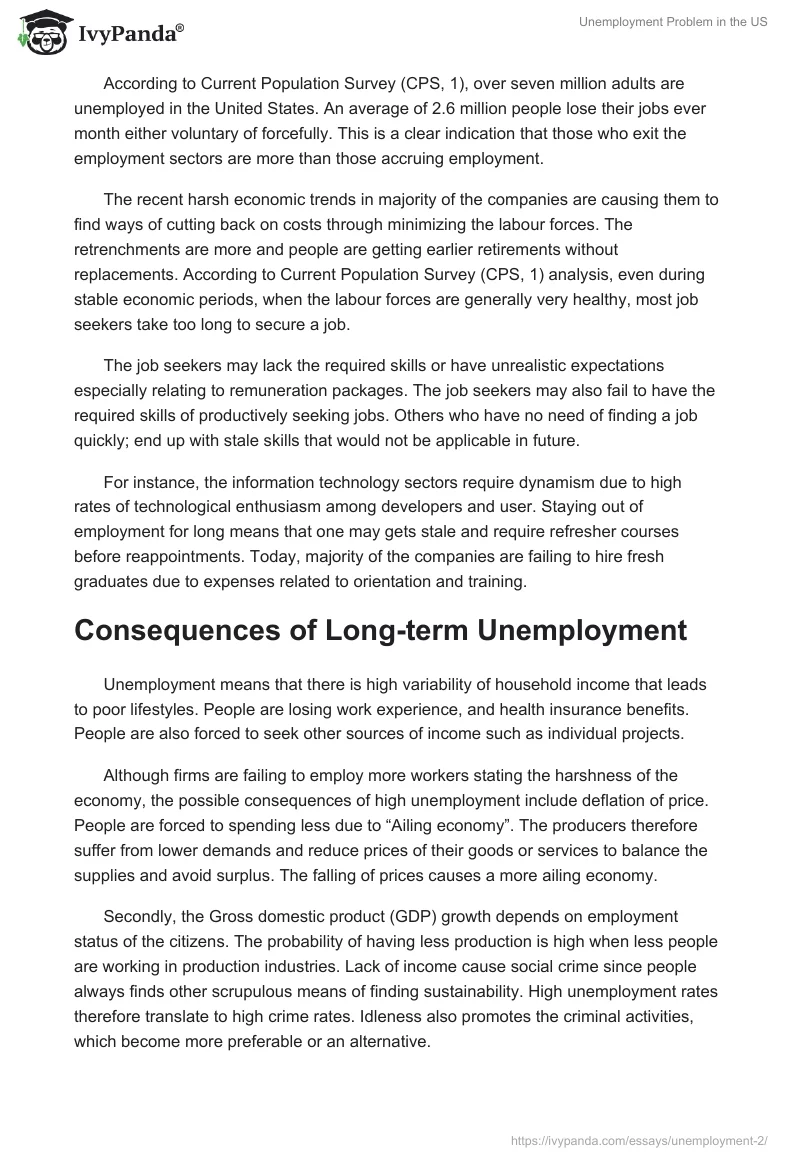 Unemployment Problem in the US. Page 2