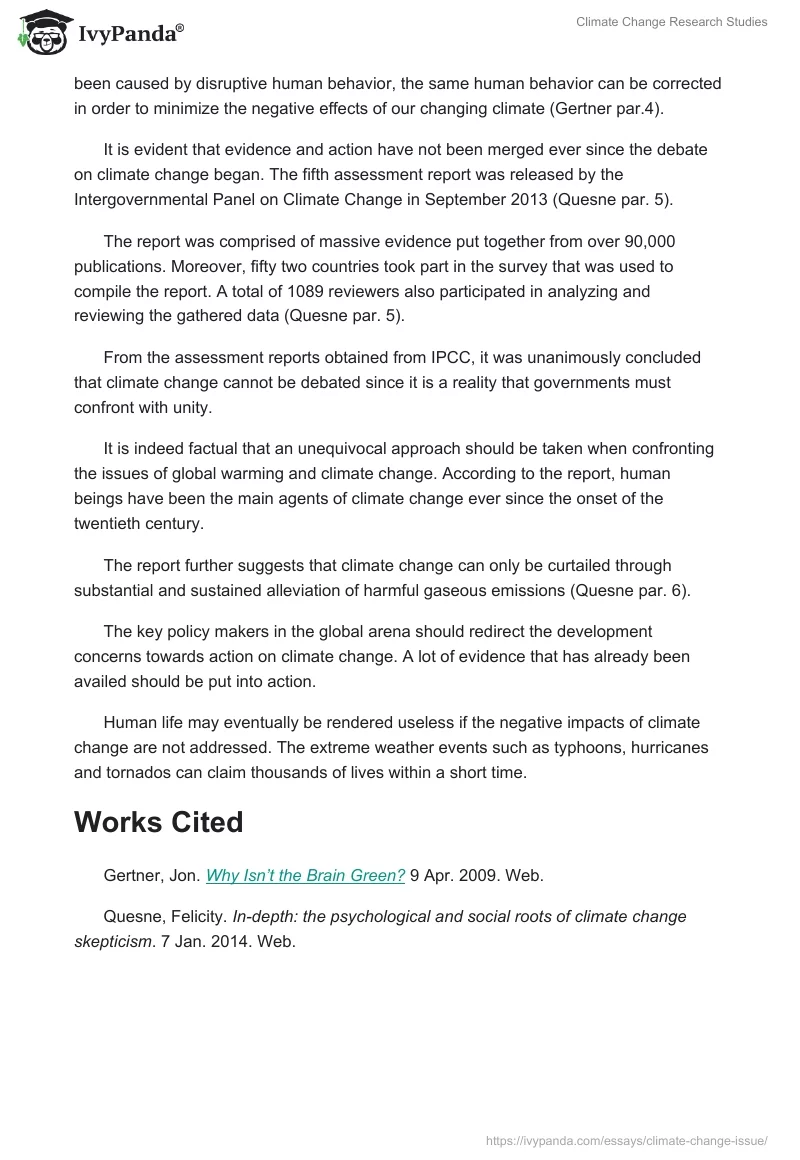 Climate Change Research Studies. Page 2