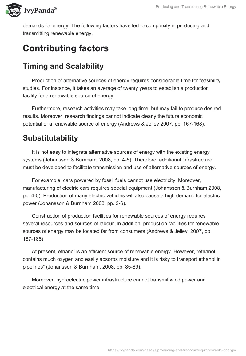 Producing and Transmitting Renewable Energy. Page 2