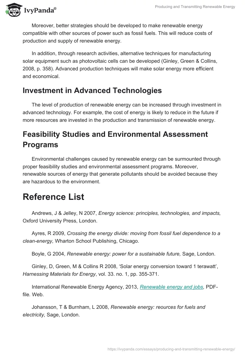 Producing and Transmitting Renewable Energy. Page 5