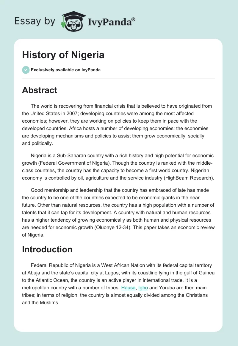 History of Nigeria. Page 1