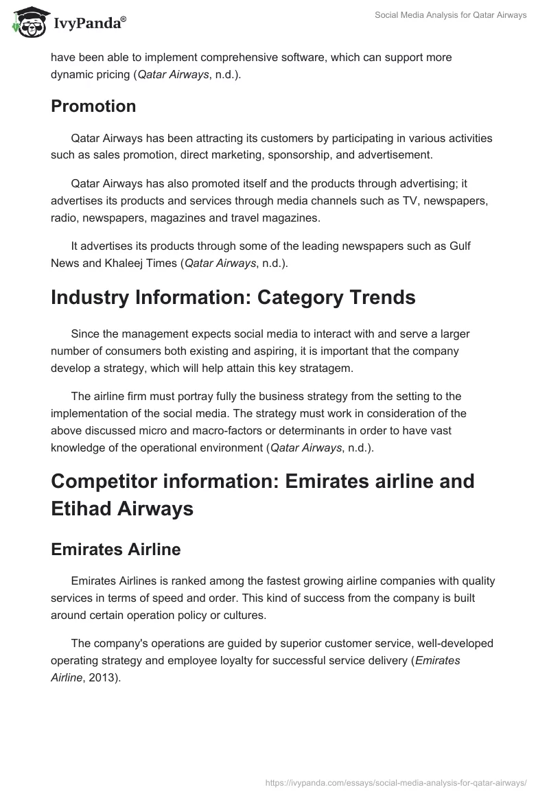 Social Media Analysis for Qatar Airways. Page 3
