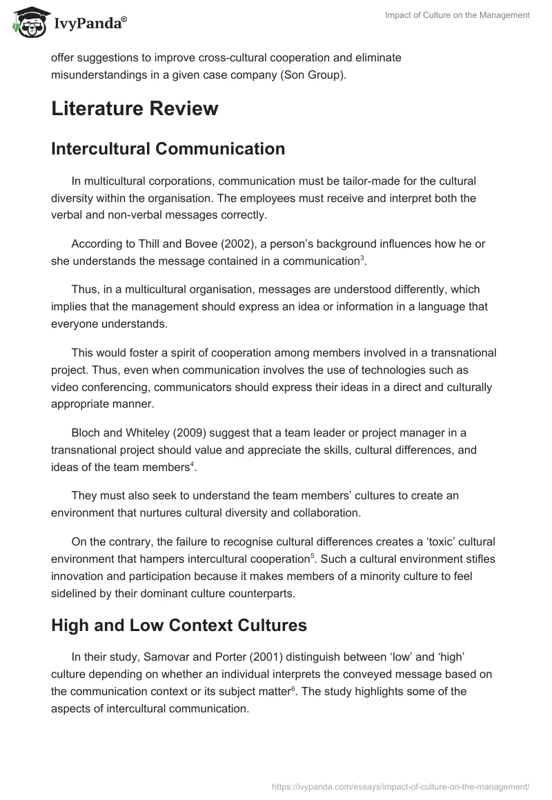 Impact of Culture on the Management. Page 2