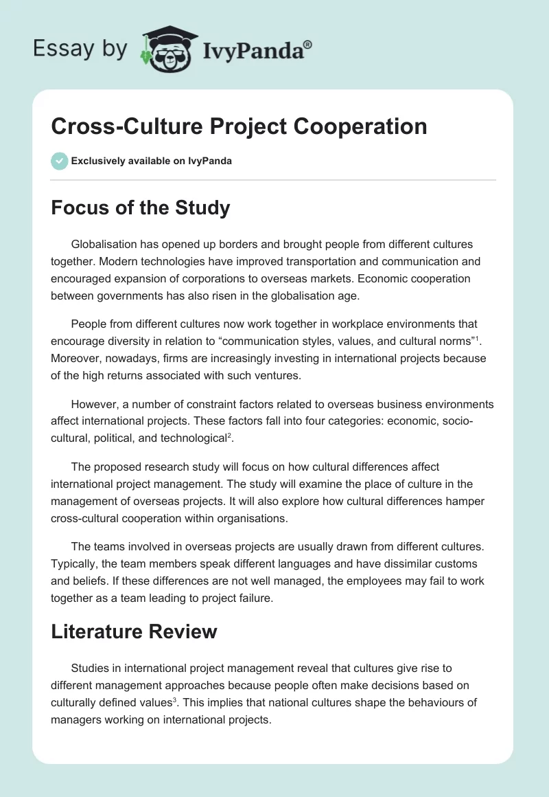 Cross-Culture Project Cooperation. Page 1