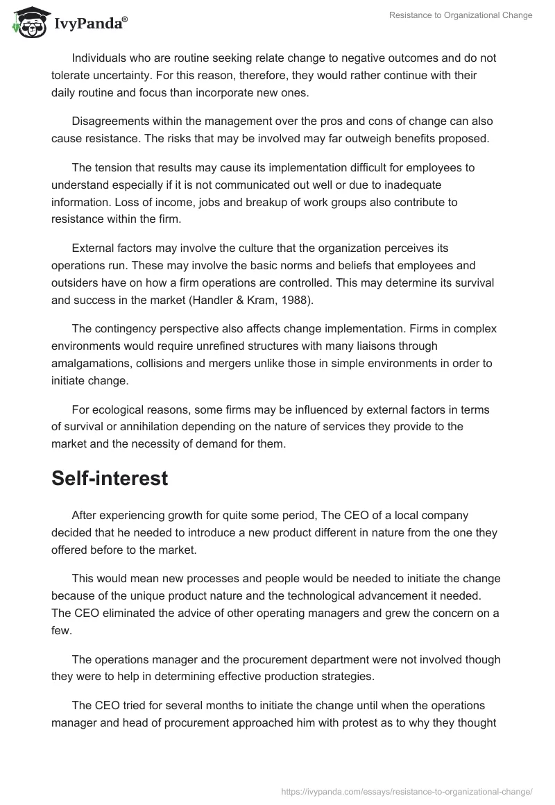 Resistance to Organizational Change. Page 2