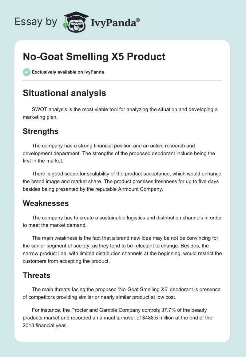 No-Goat Smelling X5 Product. Page 1