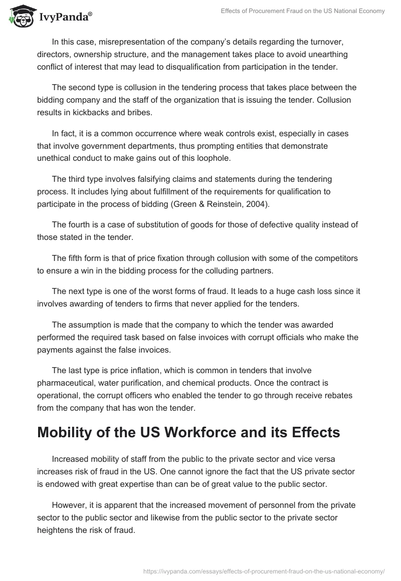 Effects of Procurement Fraud on the US National Economy. Page 3