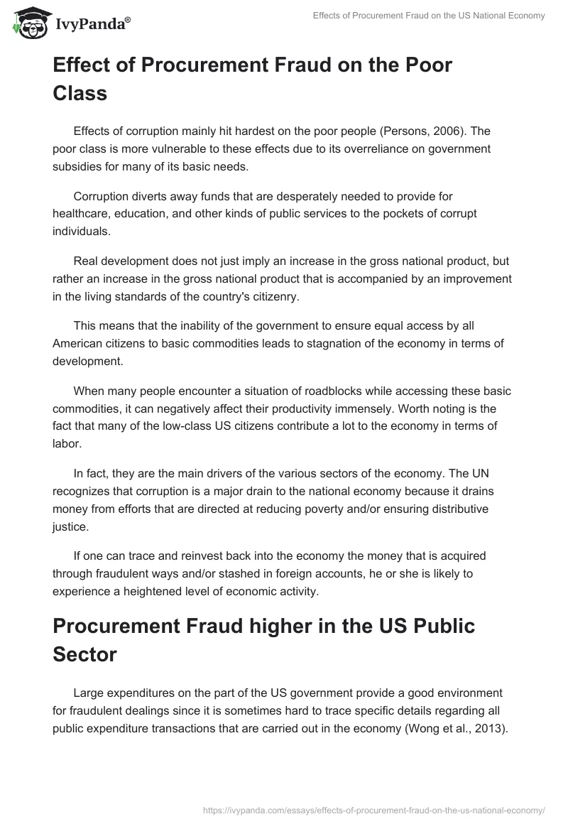 Effects of Procurement Fraud on the US National Economy. Page 5